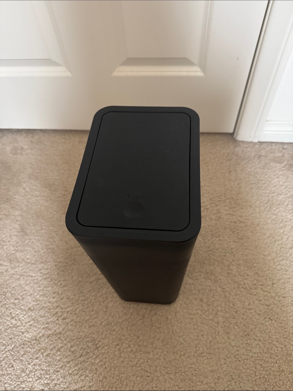 Black Push-Lid Kitchen Trash Bin - Home Storage
